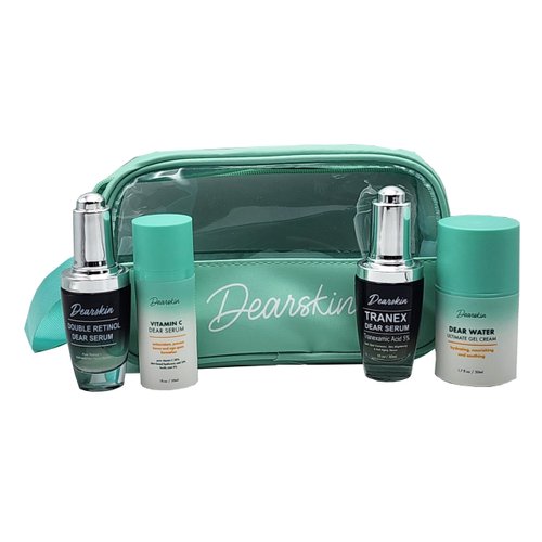 Dearskin Radiant Glowing Skincare Gift Set: Unveil Your Radiance with the Power of Double Retinol Vitamin C Serum Tanex Dear Serum and Dear Water Gel Cream!