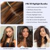 MOMOSHERO Brown Highlight Body Wave Bundles Human Hair, 10A Soft and Glossy Blonde Balayage Ombre One Bundle Human Hair 100% Remy Hair Single Ombre Human Hair Bundle #1b/30 Piano Color Dark Root 22 In