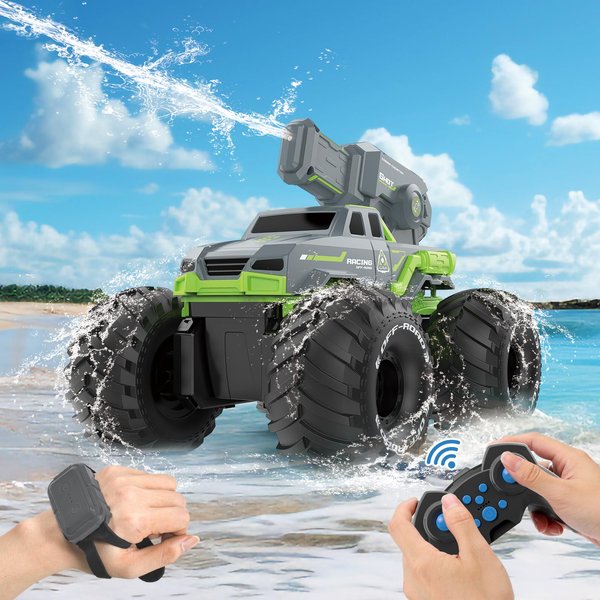 1:16 Amphibious Remote Control Car with Shooting Water Gun 4WD Gesture Sensing RC Car Boat Waterproof RC Truck Off-Road Stunt Car Toy for Kids/Adults Monster Truck for Outdoor Gift for Boys/Girls
