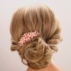 Aimimier Vintage Flower Rhinestone Hair Side Combs Elegant Long Teeth Hair Pins Wedding Bridal Hair Accessories Prom Party Hair Jewelry for Women and Girls(Pink)