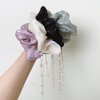 3 Pieces Solid Color Elastic Hair Scrunchies with Pearl Tassel Party Hair Tie Ponytail Holder Ropes Hair Accessories Headbands