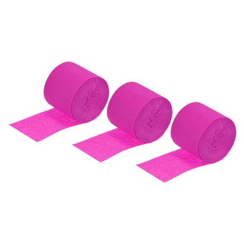 MECCANIXITY Crepe Paper Streamer Party Streamer Decorations 1.37 inch Wide 32ft Long for Various Birthday Party Wedding Festival Party Decorations, Fuchsia Pack of 3