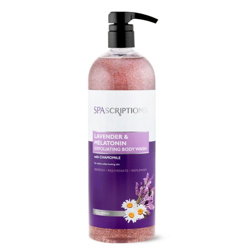 Spascriptions Lavender & Melatonin Exfoliating Body Wash, with Chamomile, 33 oz