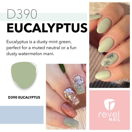 Revel Nail Dip Powder - Green Dipping Powder, Long-Lasting Dip Nail Color, Chip & Crack Resistant, No UV Lamp, DIY Manicure For Strong Healthy Nails, Eucalyptus