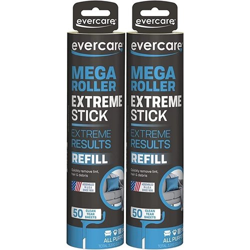 Evercare Extreme Stick Roller Refill 50 Sheets 10Inches Wide (2 Pack)