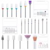 MelodySusie 21pcs Nail Drill Bit Set, Professional 3/32'' Ceramic Diamond Carbide Acrylic Gel Nail Art Tool Kit, Cuticle Remover Bit for Acrylic Gel Dip Powder, Nail Manicure Pedicure, Salon Home