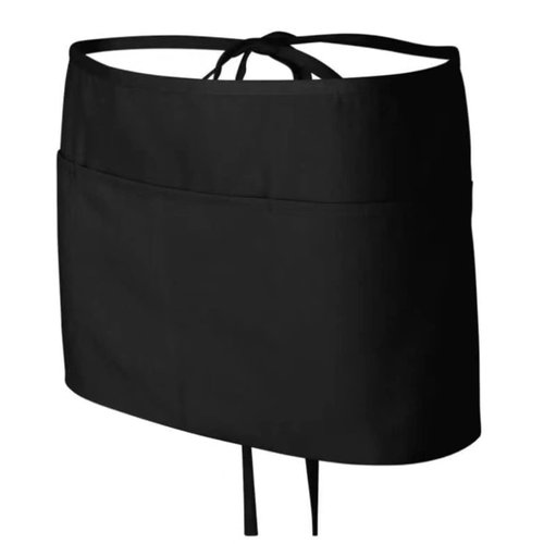 LRUUIDDE Server Aprons with 3 Pockets, Black Server Waist Aprons, Waitress Half Apron,Waterdrop Resistant Waitress Apron (Black-2 Pack)