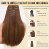 Clip in Hair Extensions,22 Inch Straight Hair Clip in Extensions Seamless Straight Hair Extensions Thick Long Synthetic Hairpieces For Women Natural Hair（Dark Brown Mixed Chestnut Brown）
