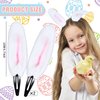 Whaline 2 Pair Easter Fluffy Ears Hair Clips White Rabbit Ear Hair Pins Cute Bunny Ear Shape Alligator Snap Hair Barrettes for Toddlers Girls Kids Easter Dress Cosplay Costume Party Hair Accessories