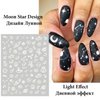 Luminous Nail Art Stickers, Fluorescent Nail Self-Adhesive Decals, Glow in The Dark Nail Art Design, Sun Moon Stars Love Heart Nail Sticker Decoration for Women Girls Manicure 3D Nail Decal(6 Sheets)