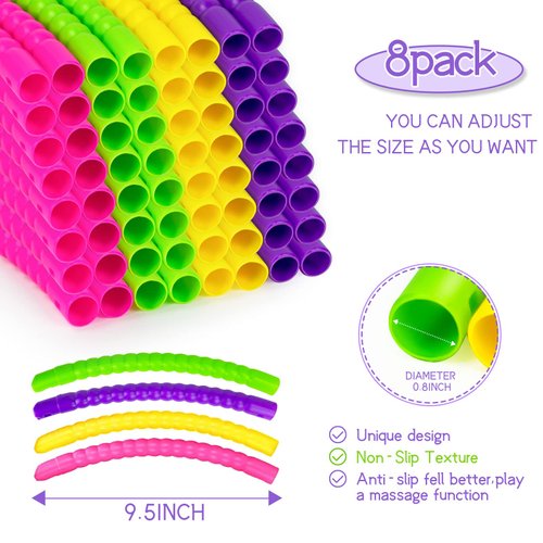 Hymaz Kids Exercise Hoop,8P Adult Exercise Color Adjustable Detachable & Weight & Size Toy Color Toddler Exercise Hoops Plastic Ring for Outdoor Activities Gymnastic Classroom School Sports & Games
