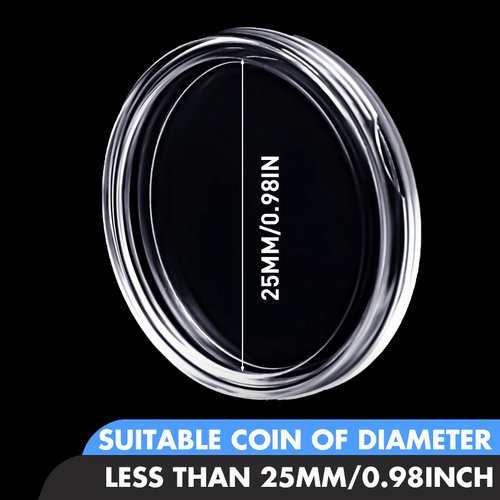 500 Pcs 25 mm Coin Holder Capsules Clear Round Plastic Coin Container Case for Coin Collection Supplies