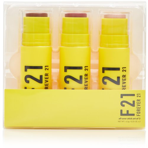 Forever 21 F21 Beauty All Over Sticks, Set of 3 Medium Shades w. Bronzer Stick (Mocha), Blush Stick (Rose Glow), Highlighter Stick (Rosebud), Multi-Use Makeup Trio for Face, Cheeks, Contour & Sculp