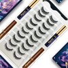 MENAKA Magnetic Eyelashes Russian Strip Lashes Fluffy Fake Eyelashes Extension D Curl Wispy Handmade Soft Reusable 10 Pairs Lashes Pack（2 black+2 brown)