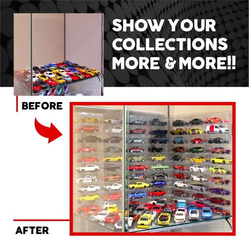 Eichi-W 20PCS Car Display Case, 1/64 Scale Vehicle Model Display Boxes with Race Track Cases Clear Plastic Toy Car Model Display Boxes for Hot Wheels and Matchbox,1.6x1.2x3.4 inch