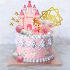 19PCS Princess Cake Topper Castle Cake Decoration for Girl with Snowflake and Stars for Girl Kid Happy Birthday Party Decorations Princess Baby Shower Supplies (Pink)