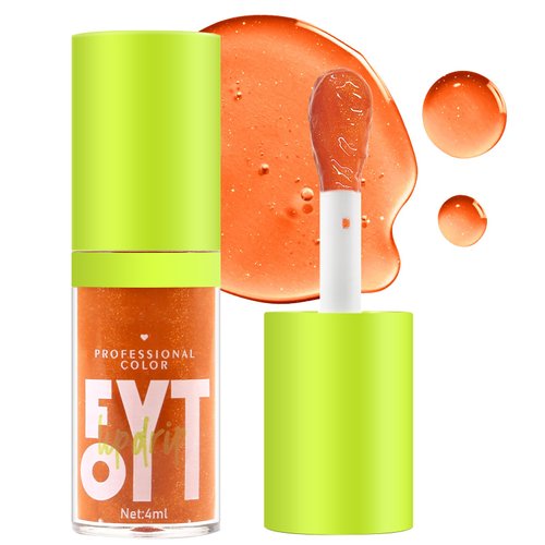 Erinde Hydrating Lip Oil, Shiny Tinted Lip Glow Oil, Long Lasting Moisturizing & Nourishing, Smooth Glossy Finish Tinted Lip Gloss, Big Brush Moisturizing Shine Lip Tint, Non-Sticky Formula, 08