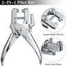 Grommet Eyelet Pliers 3/16 Inch Eyelet Hole Punch Pliers with 200 Piece Metal Eyelets Easy Press Hollow Grommet Portable Handheld Grommet Eyelet Setting Tools for Card Paper Canvas (Silver)