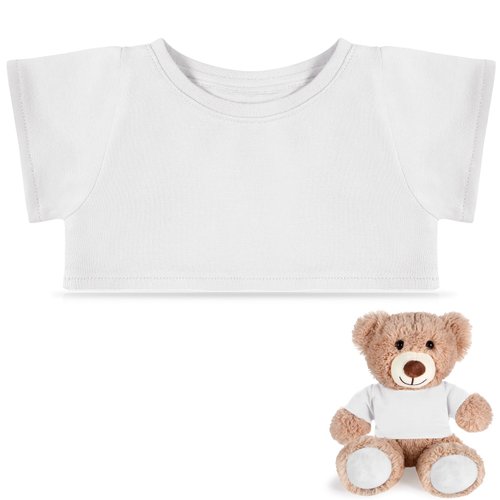 RoundFunny Bear Tee Shirt Fit 14-18inch Bear Clothes Stuffed Animal Clothes Shirt Basic Stuffed Bears Dolls Shirt, White