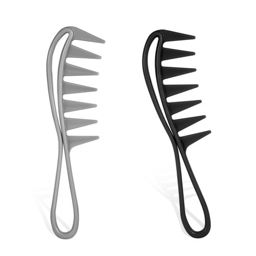 2pcs Wide Tooth Comb for Curly Hair, Plastic Shark Teeth Hair Comb for Brushing Out Curls Hair To...