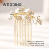 Foyte Crystal Bride Wedding Hair Comb Leaf Bridal Headpieces Rhinestone Hair Pieces Bridesmaid Side Combs Hair Accessories for Women (gold leaf)
