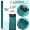 SHKJCHP 16 Pcs Straight One Color Party Highlights Clip on in Hair Extensions Colored Hair Streak Synthetic Hairpieces (Dark teal)