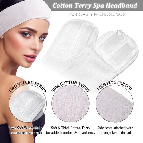 APPEARUS Cotton Terry Spa Headband Terry Cloth Head Wrap Facial Towel Headbands with Closure (1 Pc)