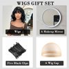 Doremiy Short Bob Black Wavy Wigs for Women Natural Shoulder Length Wig with Bangs Synthetic Wigs for Daily Cosplay