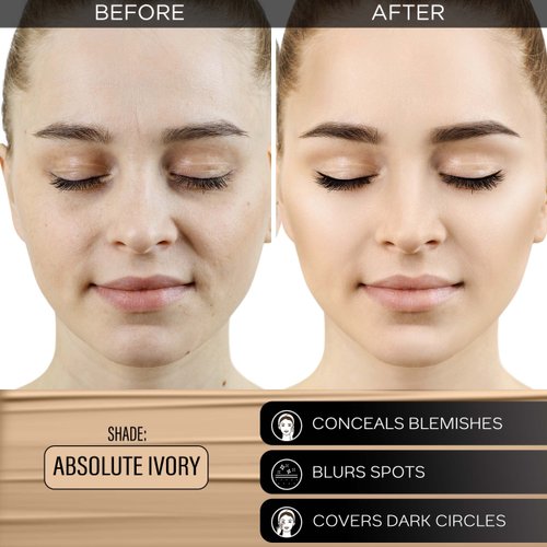 FACESCANADA All Day Hydra Matte Foundation with SPF 30 - Absolute Ivory | 3-in-1 Foundation Moisturizer Sunscreen | Oil Free with Vitamin C | 0.85 Fl oz (25ml)