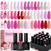 beetles Pink Gel Polish Set 20 Colors Hot Pink Alluring Sweetie Collection Nude Purple Glitter Red Uv Gel Manicure Kit with Base Glossy and Matte Top Coat Gifts for Mom