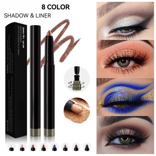 ElsaJolin nude Shadow stick Liner Pencil, Long Lasting Waterproof Eyeliner Pencil, Smudge Proof, Matte Finish and shimmering (# 02)