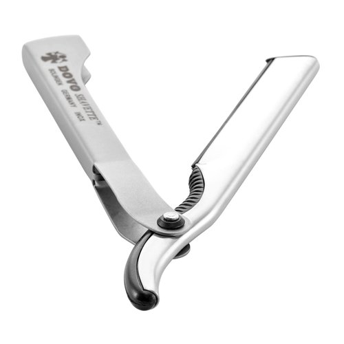DOVO Shavette Replaceable Blade Shave Ready Straight Razor with Handle, Silver Aluminum