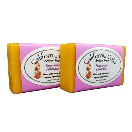 California Gold Artisan Soaps Tangerine Lavender Bar Soap-All Natural and Organic, 2-4 oz. bars (8oz. total)
