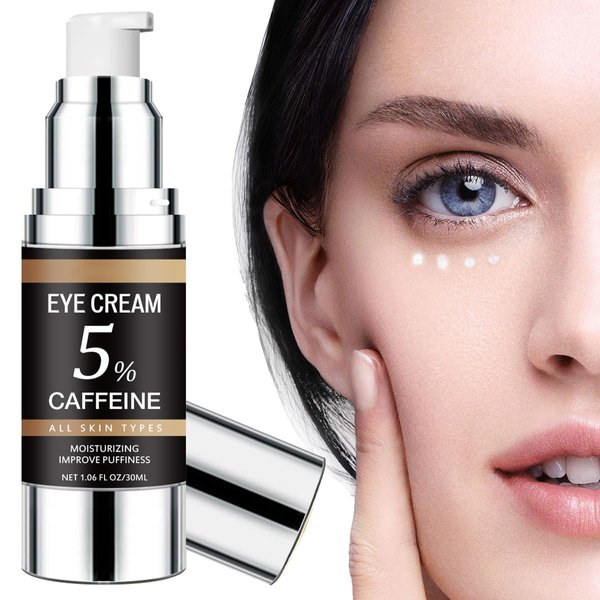 5% Caffeine Eye Cream with Tea Polyphenols for Reducing Puffy Eye, Under Eye Cream for Dark Circles, Under Eye Treatment for Anti Aging Wrinkles Fine Lines, Under Eye Serum for Eye Bags, 1.06 oz