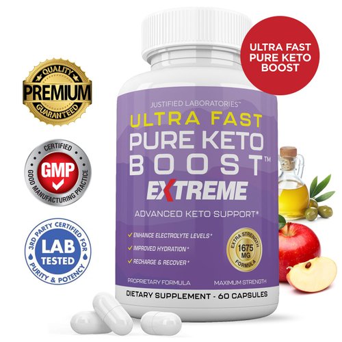 Ultra Fast Pure Keto Boost Extreme Keto Pills 1675MG New & Improved Formula Contains Apple Cider Vinegar Extra Virgin Olive Oil Powder Green Tea Leaf 60 Capsules