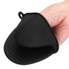 tifanso Silicone Oven Mitts Pot Holders Sets for Kitchen Heat Resistant Small Kitchen Mittens Rubber Air Fryer Mitts Mini Pot Pinch Grip for Cooking and Baking 1 Pair (Black)