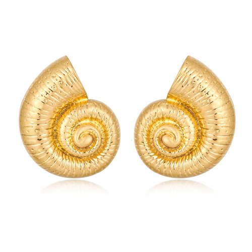 WOWORAMA Matte Gold Conch Shell Earrings for Women Vintage Ocean Conch Seashell Earrings Bohemian Sea Snail Stud Earrings Boho Summer Beach Statement Earrings