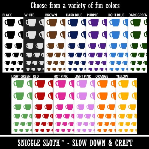 Coffee Mug Cup Solid Temporary Tattoo Water Resistant Fake Body Art Set Collection - Black (One Sheet)