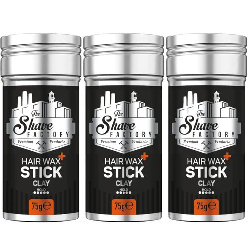 The Shave Factory Hair Wax Clay for Long-Lasting Styling, Smoothing & Slick Finish - 2.7 Oz (75G), 3 Pieces