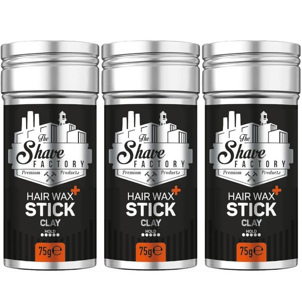 The Shave Factory Hair Wax Clay for Long-Lasting Styling, Smoothing & Slick Finish - 2.7 Oz (75G), 3 Pieces