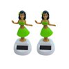 2 Pieces Green Solar Powered Dancing Hula Girl Dashboard Decorations Swinging Bobbleheads Toy Solar Dancing Figurines Collection Figurines for Auto Interior Home Decor Science Kits and Toys