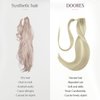 DOORES Hair Extensions Ponytail Extension Human Hair Balayage Ash Blonde Highlighted Platinum Blonde 18 Inch 80g Ponytail Extension Human Hair Straight Wrap Around Hairpieces Ponytail hair Extensions