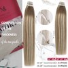 Moresoo Tape in Blonde Hair Extensions Real Human Hair Invisible Tape in Extensions Ombre Ash Brown to Blonde Mix with Light Blonde Balayage Hair Extensions Glue in Human Hair 12inch #8/22/8 20pcs 30g