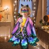 Sunlisky Kids Butterfly Wings Costume for Girls Fairy-Wings Toddler Dress Up Play Costumes Butterfly Skirt Set Mask Party Favors Gifts（Purple & Green）