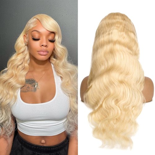 NPALO 613 body wave lace front wigs human hair pre plucked blonde 13x4 body wavy transparent lace frontal wig human hair for women 180 density human hair wigs With Baby Hair (32inch)