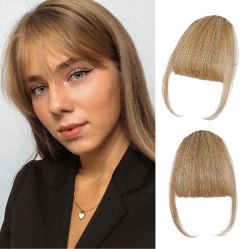 Savasana Clip on Wispy Bangs-Real Human Hair Clip in Bangs Hairpieces Fake Air Bangs Fringe with ...