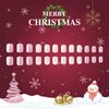 Christmas Press on Nails Short Square Fake Nails Full Cover Snowflake French Tip Glitter Design False Nails Xmas Cute Stick on Nails Winter Acrylic Artificial on Nails for DIY Nail Decoration 24Pcs