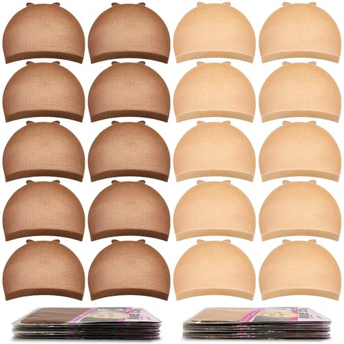 MORGLES Wig Caps, 20pcs Wig Caps For Women Stocking Caps For Wigs Stretchy Wig Caps Brown &amp; Light...