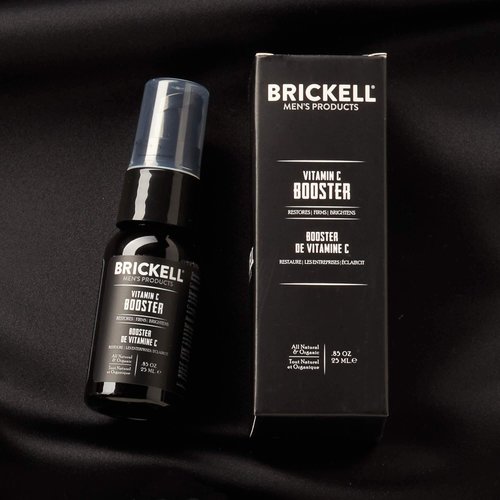Brickell Men’s Vitamin C Booster Serum for Men, Natural and Organic Vitamin C Booster for Face to Ramp Up Collagen Production, Fight Wrinkles and Aging, 0.85 Ounce, Unscented