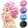 Fishent Shower Cap, 4 Packs Reusable Adjustable Double Layer Waterproof shower Caps for Women, Waterproof Bathing Shower Hat Hair Cap for Adult and Kids (Solid, Medium)
